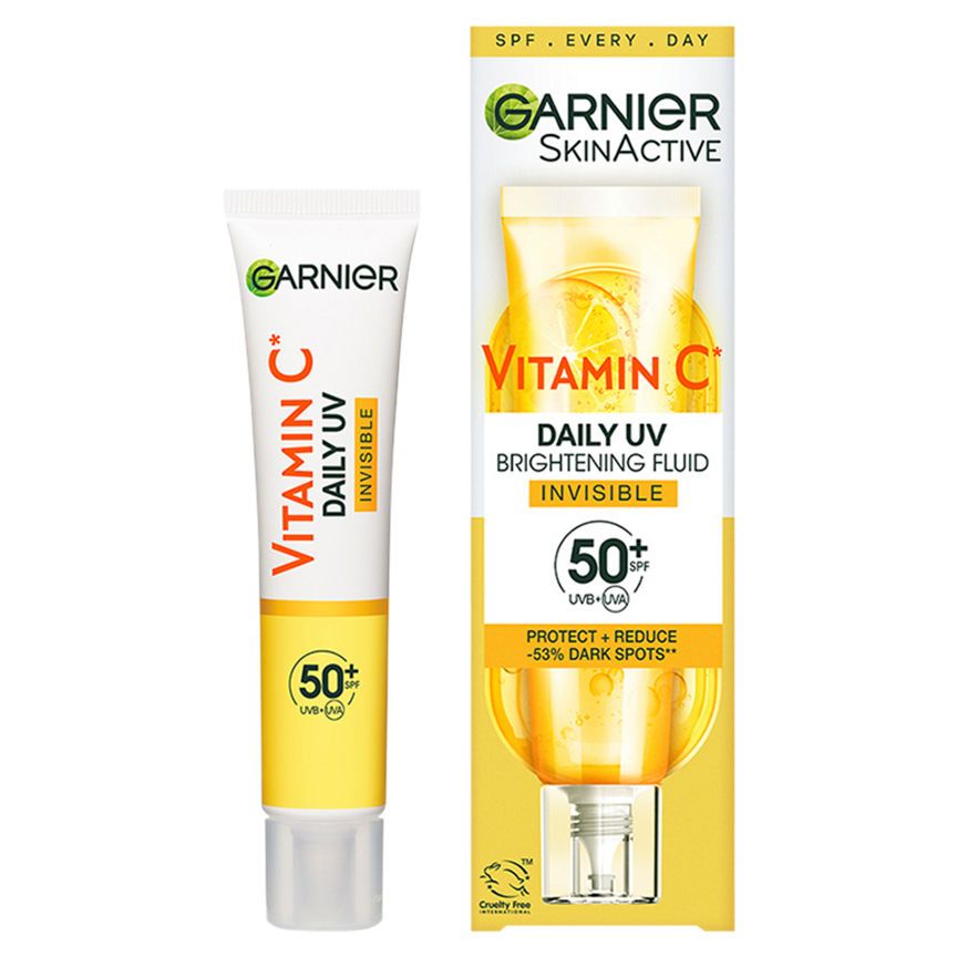 Garnier Vitamin C Daily UV, Invisible Brightening Fluid, SPF50, For All Skin Types, 40ml GOODS ASDA   