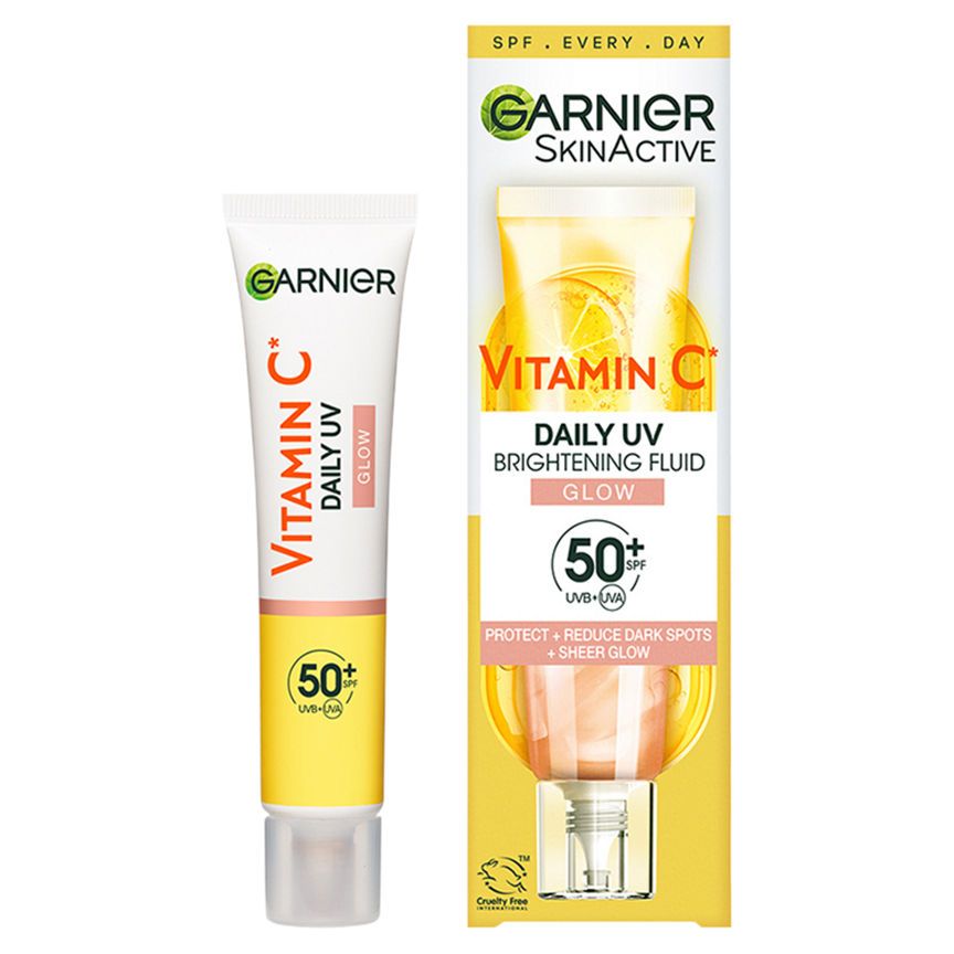 Garnier Vitamin C Daily UV Brightening Fluid Sheer Glow SPF50+, for All Skin Types, 40ml GOODS ASDA   