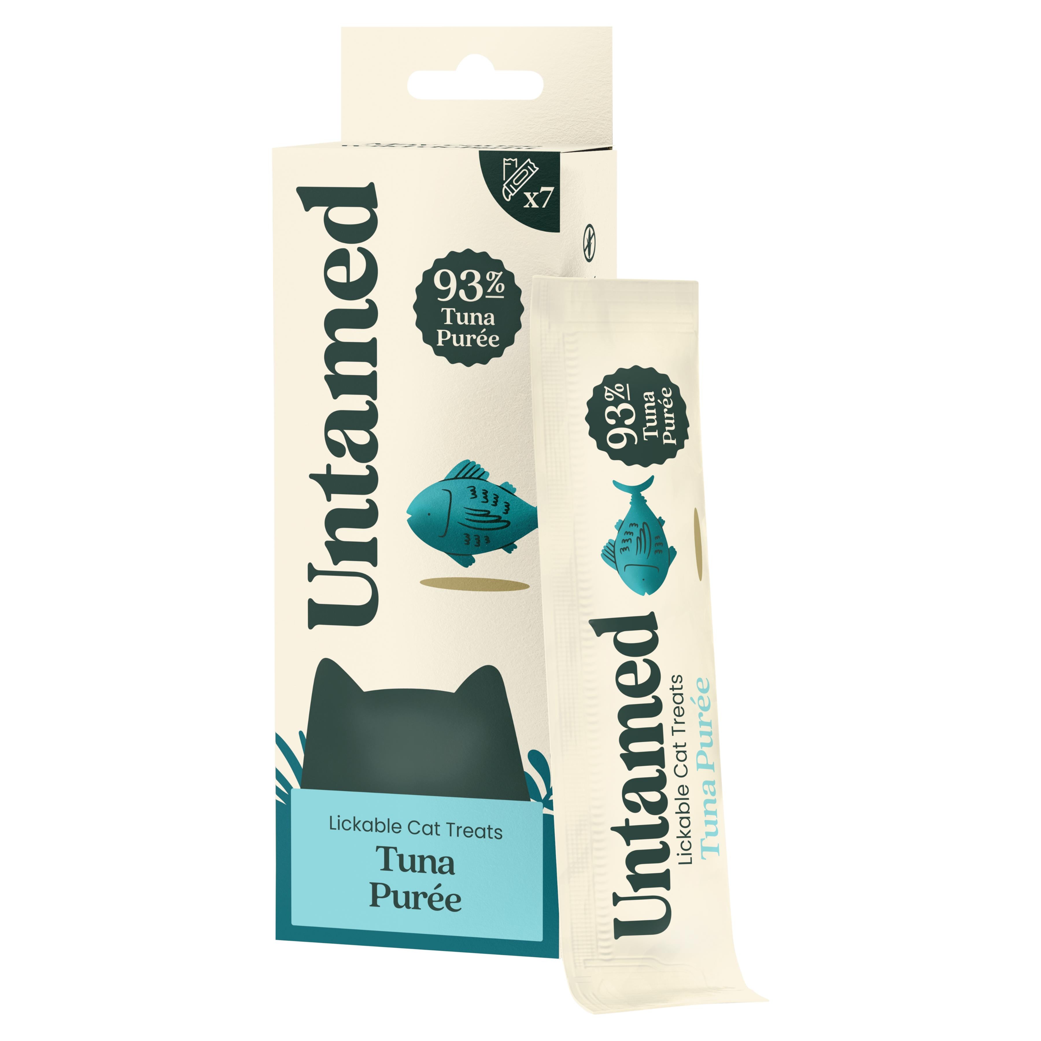 Untamed tuna puree lickable cat treats 7x15g, UK version