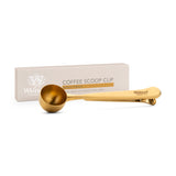 Whittard brass-finished coffee scoop clip 7g, imported from the UK