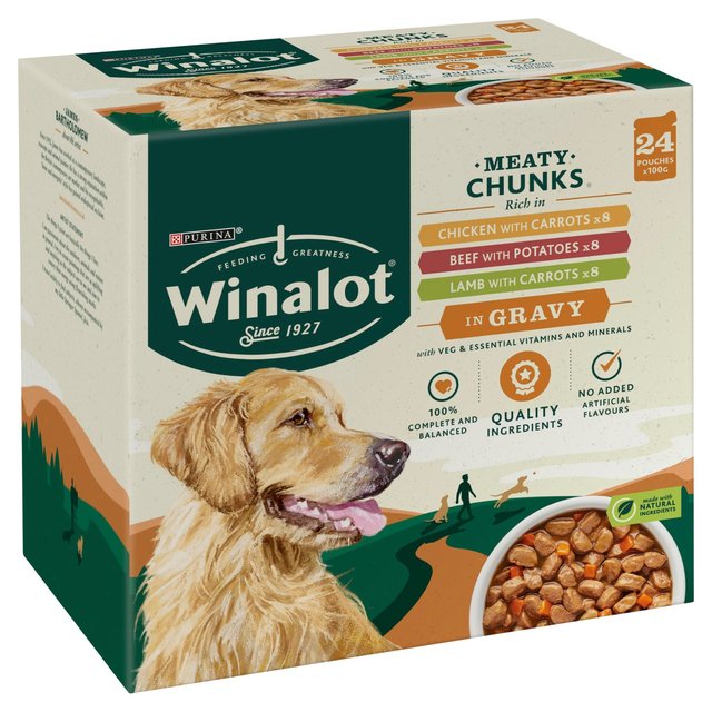 Winalot Meaty Chunks Mixed in Gravy Wet Dog Food   24 x 100g