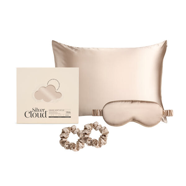 Silver Cloud satin gift set caramel - British product