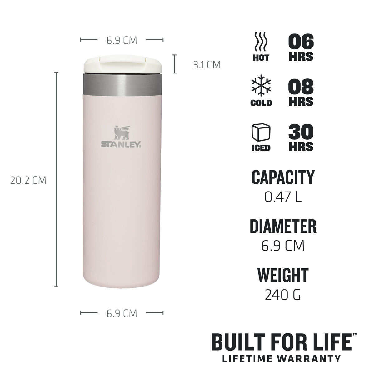 Stanley travel mug Rose Quartz 470ml (British brand)