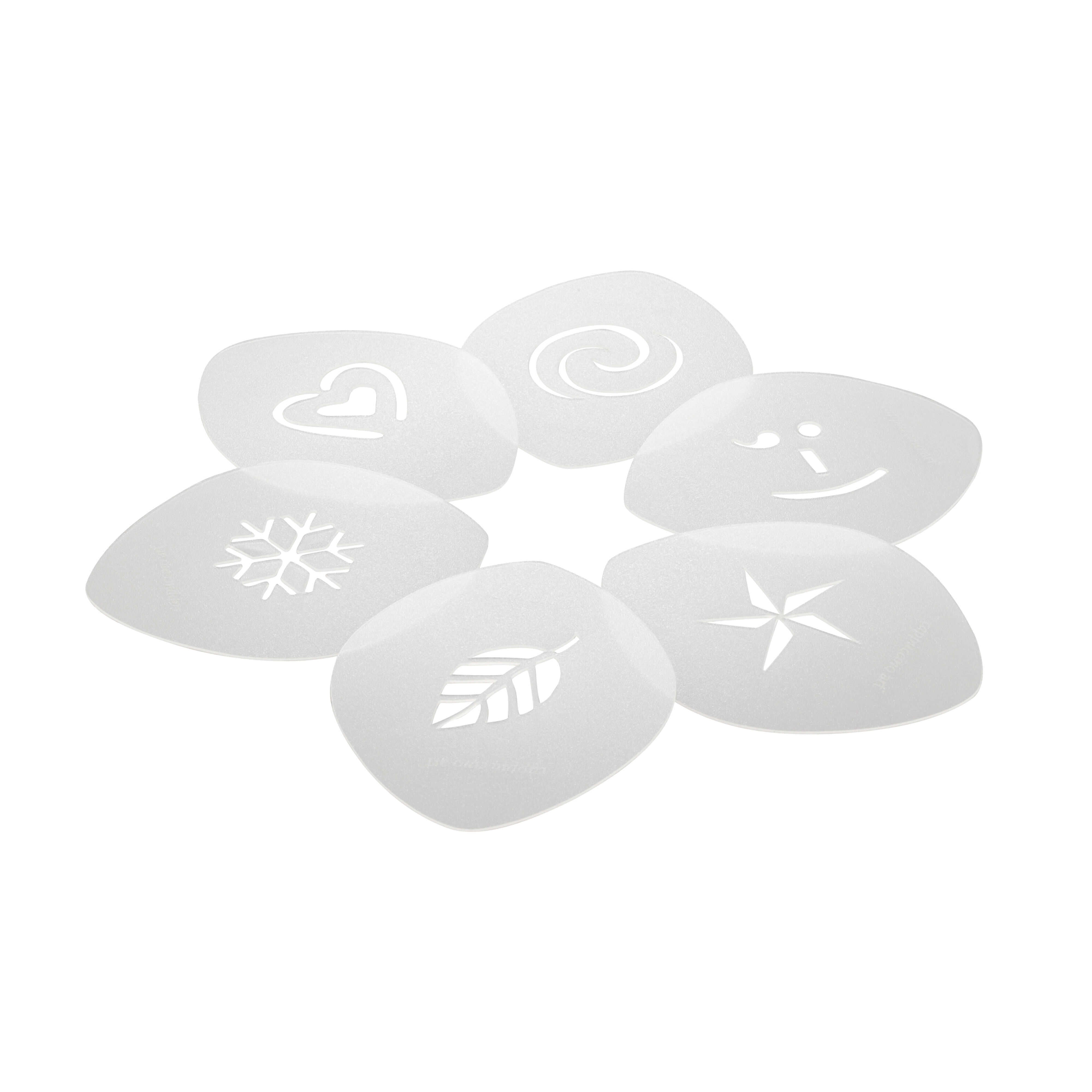 Aerolatte cappuccino stencils six designs 10cm, imported from the UK