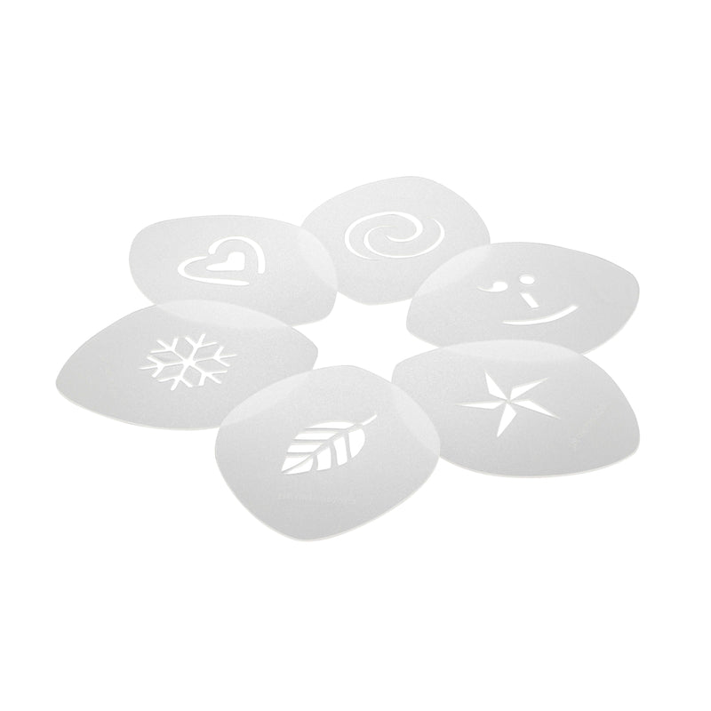 Aerolatte cappuccino stencils six designs 10cm, imported from the UK