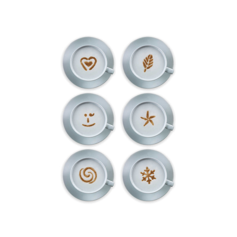 Aerolatte cappuccino stencils six designs 10cm, imported from the UK