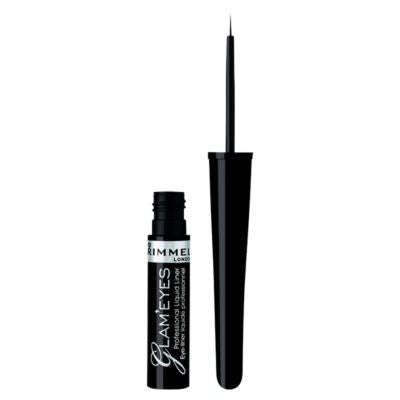 ASDA Rimmel London Glam'Eyes Professional Liquid Liner 001 Black Glamour Eyeliner 3.5ml- Buy online at McGrocer