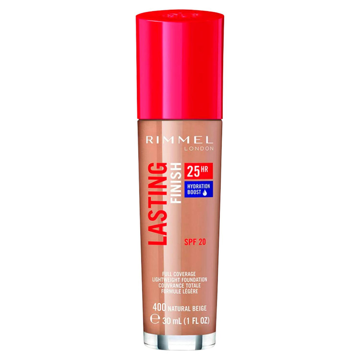 Rimmel London Lasting Finish Foundation 400 Natural Beige 30ml (British brand)