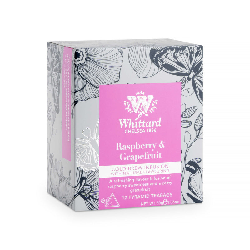 Whittard cold brew raspberry and grapefruit infusion 12 pyramid teabags (British brand)