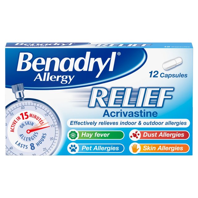 Benadryl Allergy Relief Capsules   12 per pack GOODS M&S   