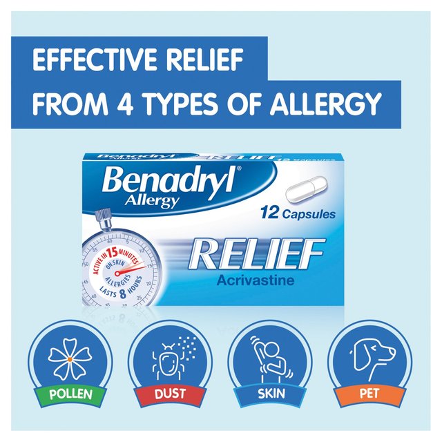 Benadryl Allergy Relief Capsules   12 per pack GOODS M&S   