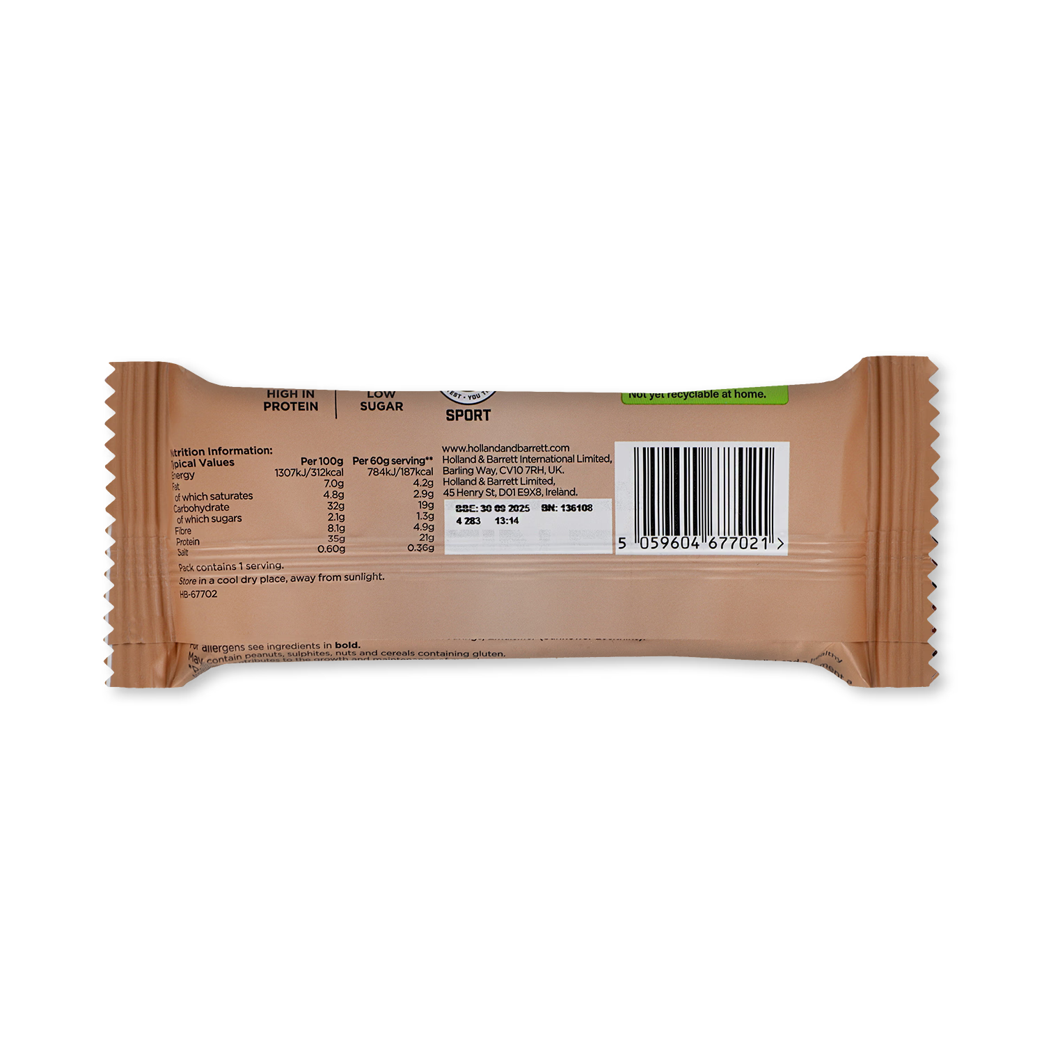 Precision Engineered protein bar Belgian brownie 60g, imported from the UK