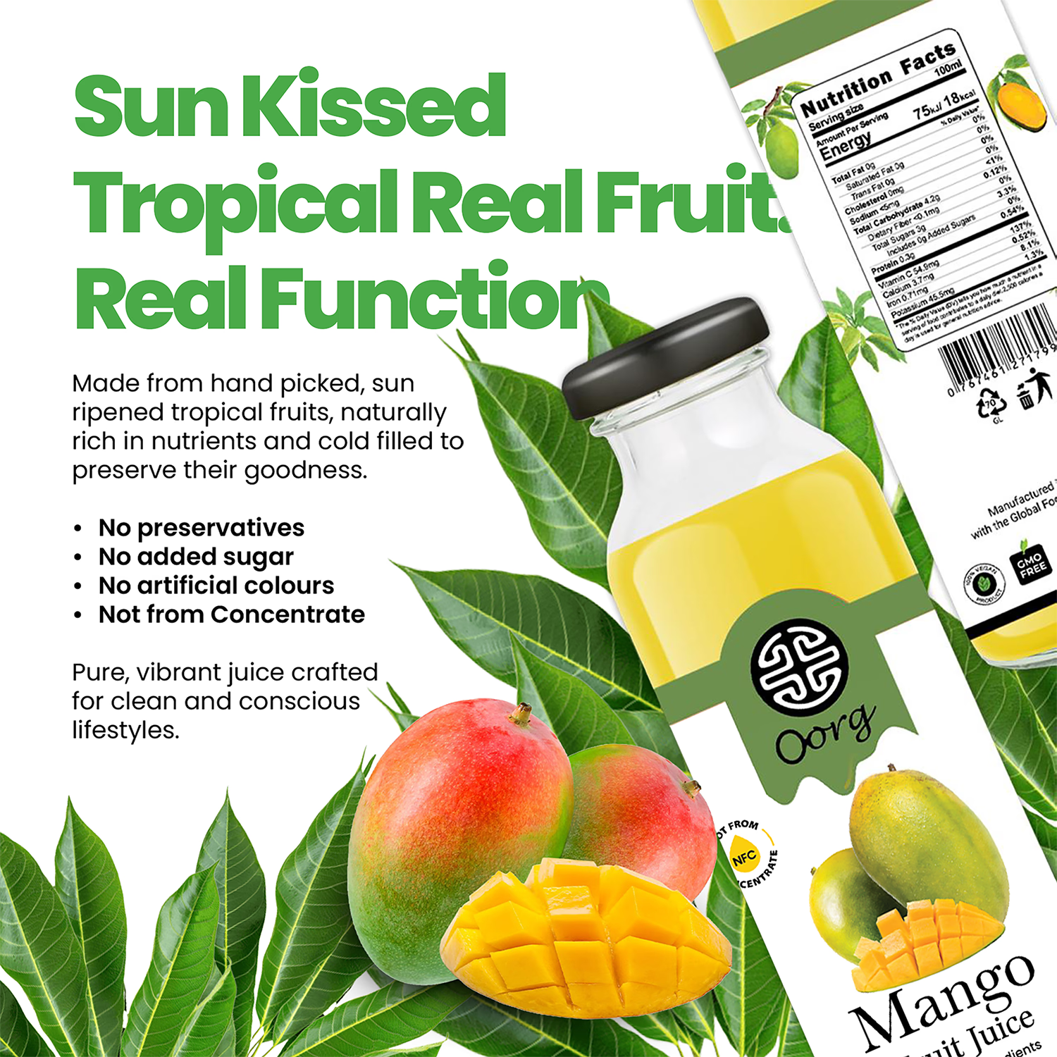 OORG natural mango juice 250ml x 6 (British brand)