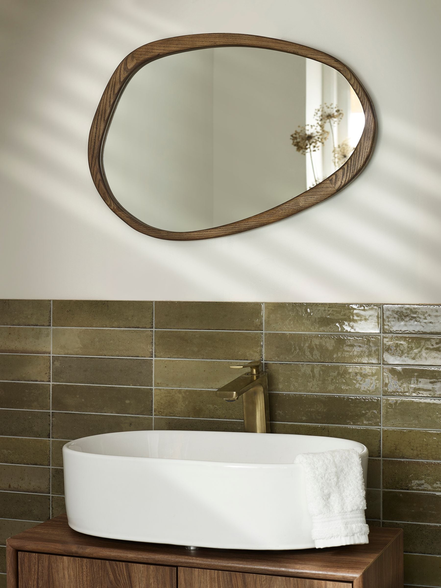Jackson Round Pebble Wall Mirror 43cm x 62cm, imported from the UK