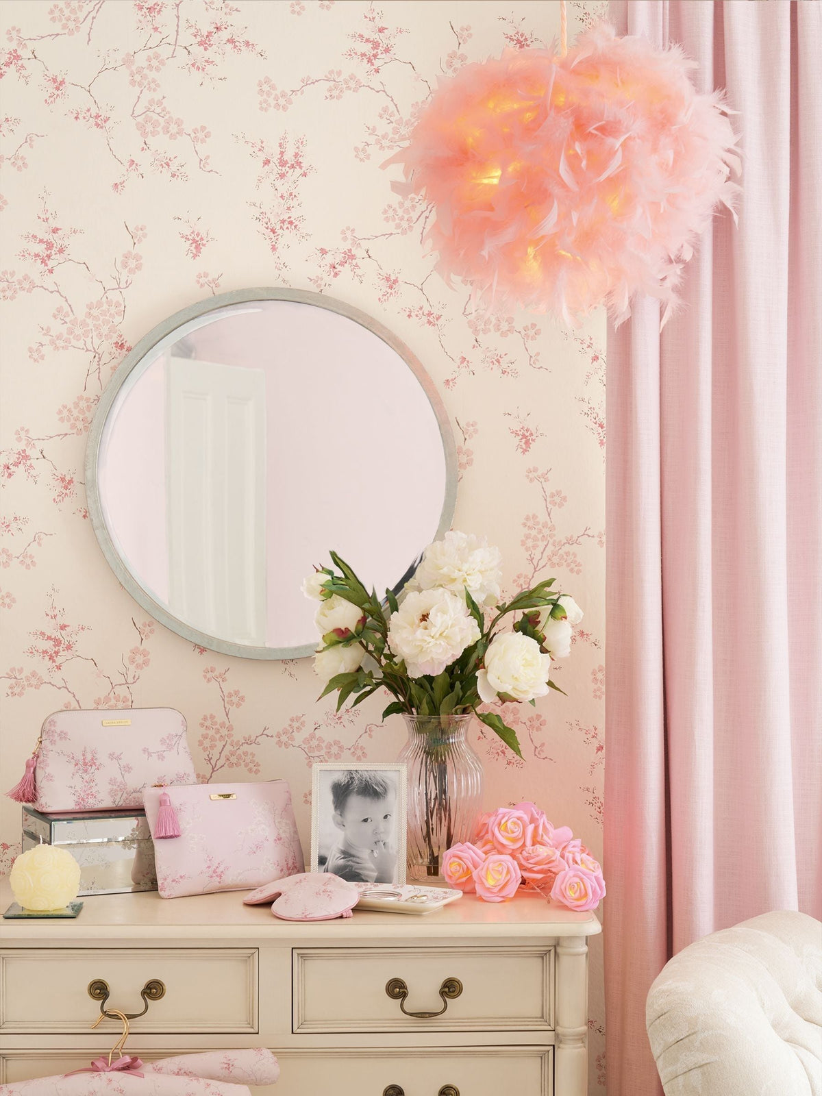 Laura Ashley Oriental Blossom wallpaper sample A4, imported from the UK