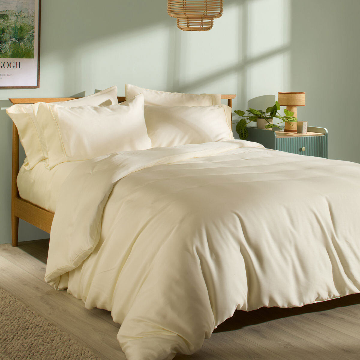 Panda bamboo lyocell bedding set cream Super King (British brand)