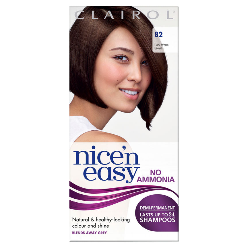 Clairol Nice’n Easy Non Permanent Hair Dye No Ammonia Dark Warm Brown 82