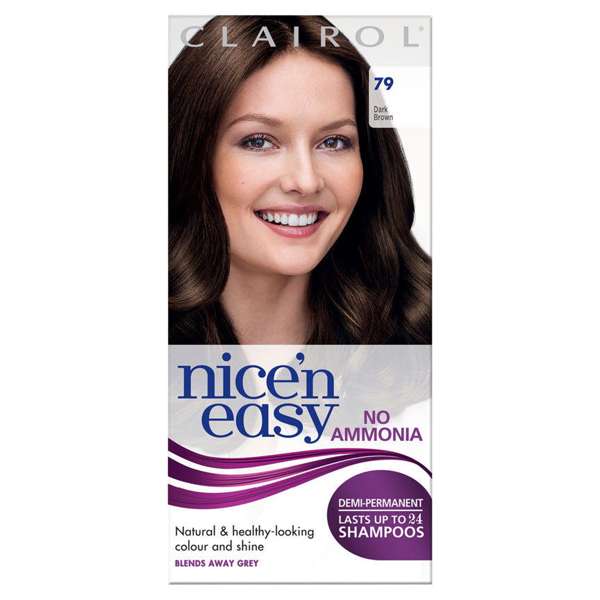 Clairol Nice’n Easy Non Permanent Hair Dye No Ammonia Dark Brown 79 GOODS ASDA   