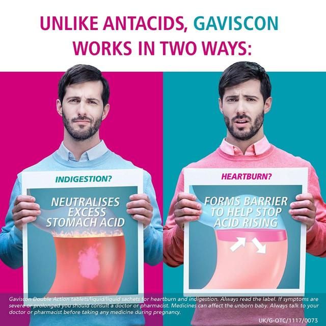 Gaviscon Double Action Tabs Heartburn Indigestion Mint   24 per pack GOODS M&S   