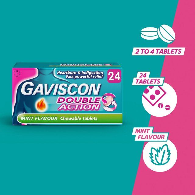 Gaviscon Double Action Tabs Heartburn Indigestion Mint   24 per pack GOODS M&S   