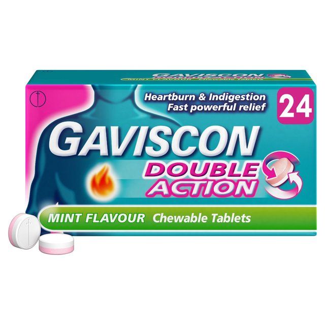 Gaviscon Double Action Tabs Heartburn Indigestion Mint   24 per pack GOODS M&S   