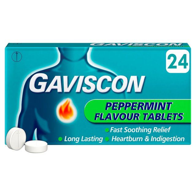 Gaviscon Heartburn & Indigestion Relief Peppermint Flavour Tablets   24 per pack GOODS M&S   