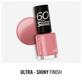 Rimmel London 60 Seconds Super Shine Nail Polish in Preppy in Pink 8ml, imported from the UK