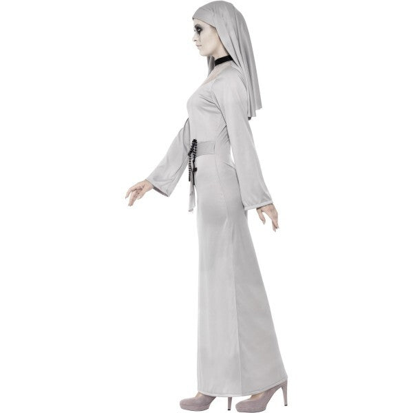 Smiffys gothic nun costume grey dress headpiece, UK version