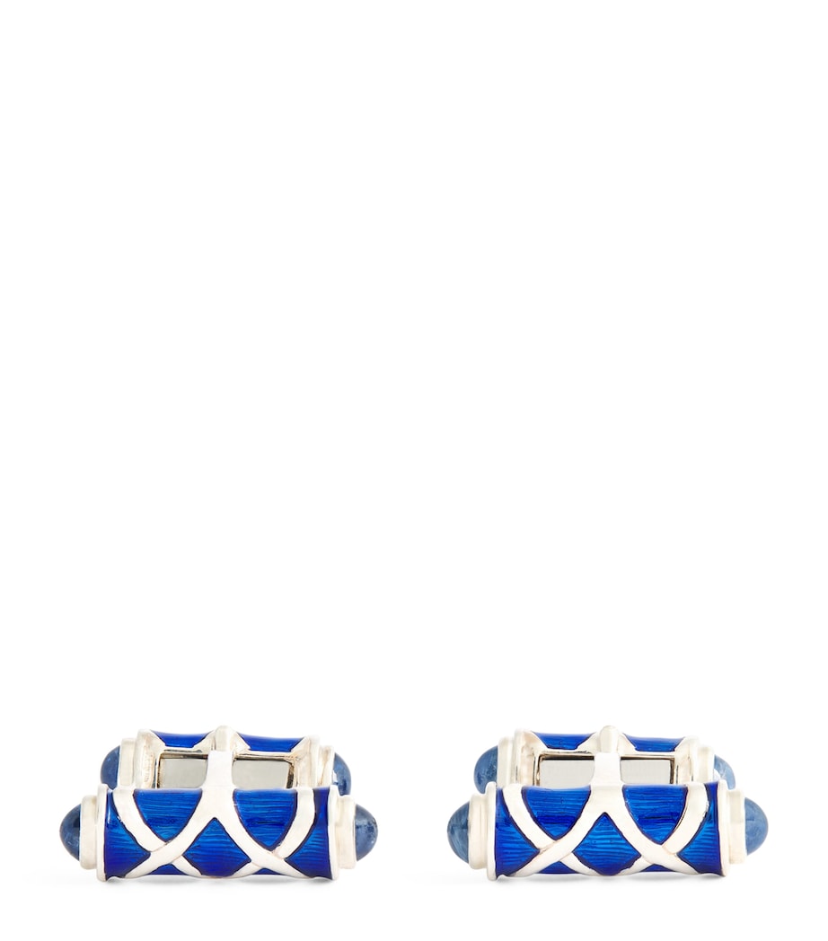 Deakin & Francis cobalt enamel and sapphire cufflinks, UK version