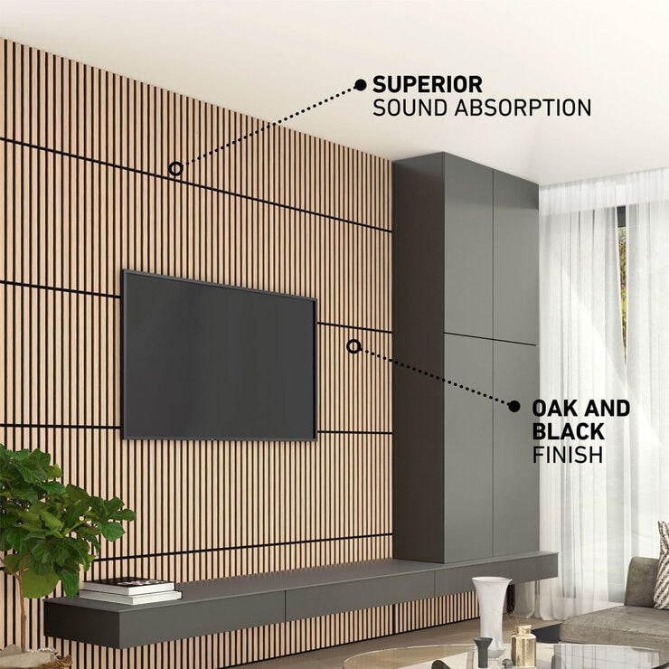 Artika acoustic wall panel set oak and black 4 pack, imported from the UK