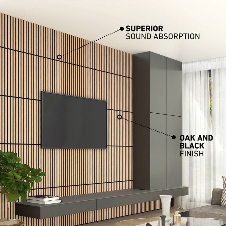 Artika acoustic wall panel set oak and black 4 pack, imported from the UK