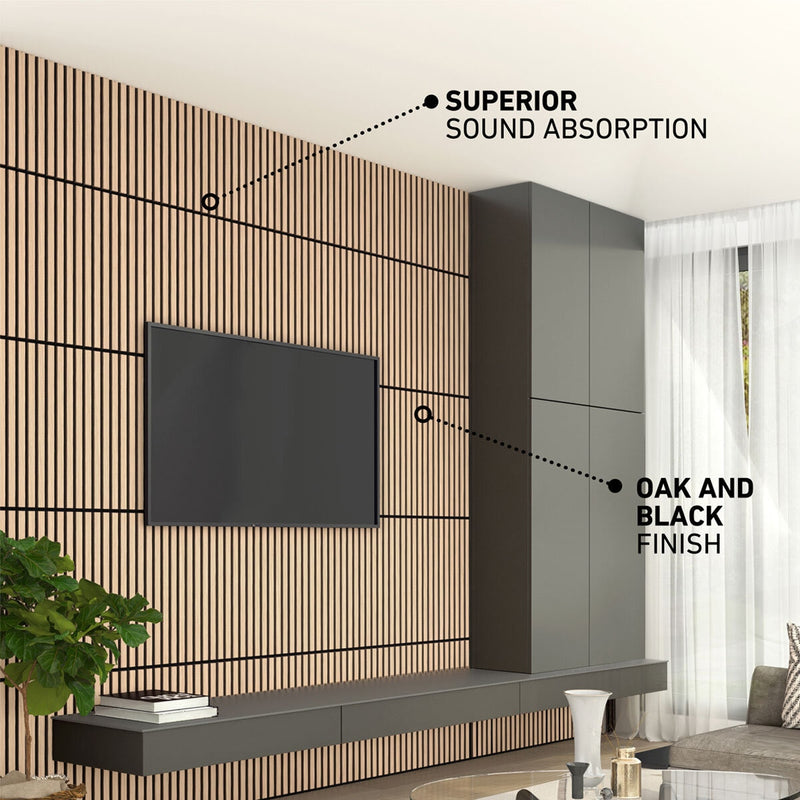 Artika acoustic wall panel set oak and black 4 pack, imported from the UK