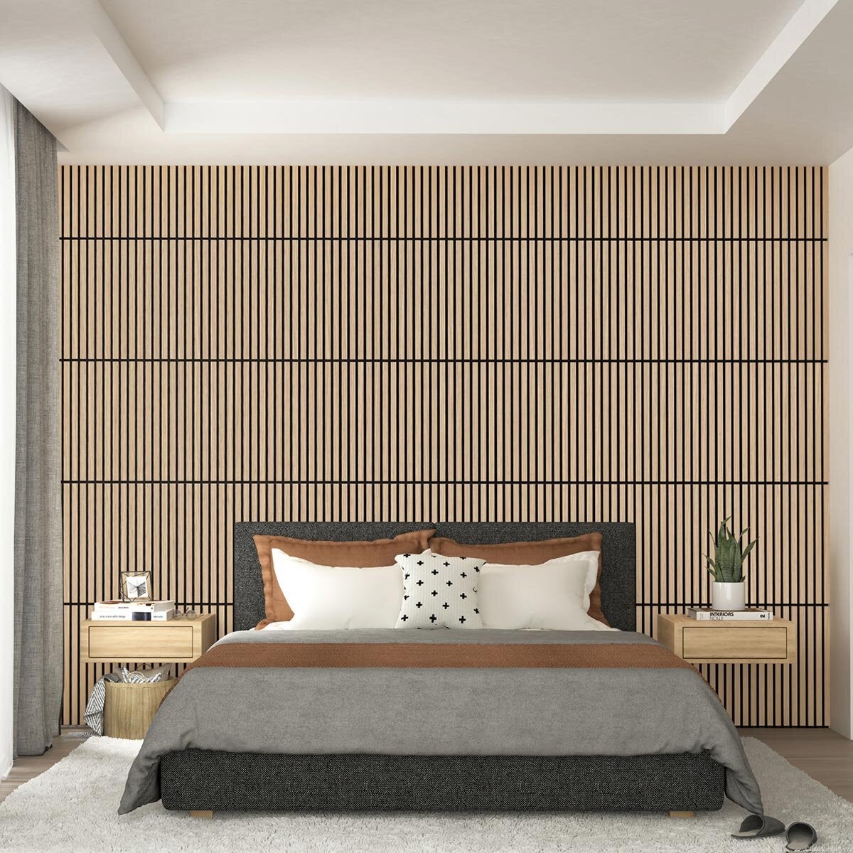 Artika acoustic wall panel set oak and black 4 pack, imported from the UK