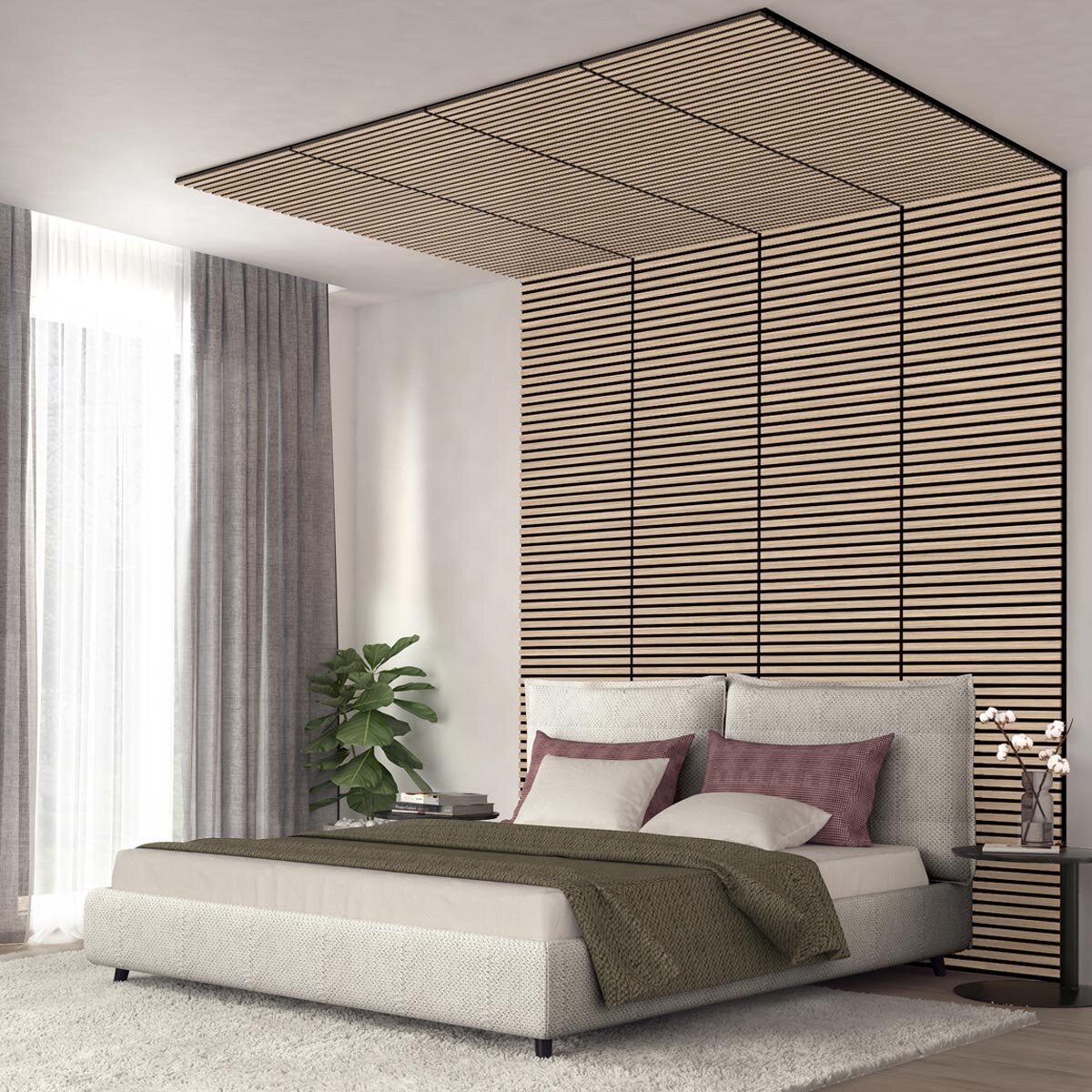 Artika acoustic wall panel set oak and black 4 pack, imported from the UK