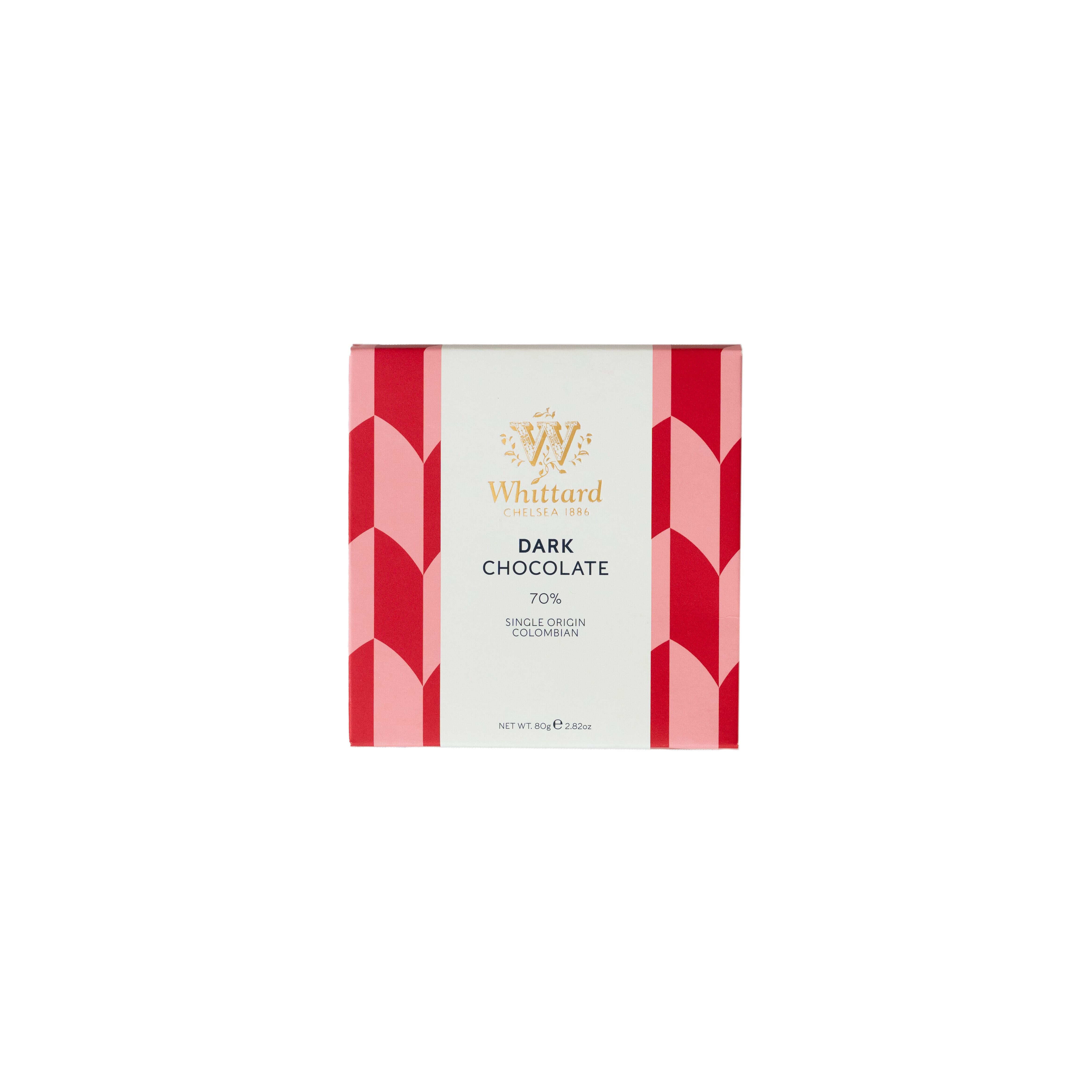 Whittard dark chocolate bar 70% cocoa 80g (British brand)