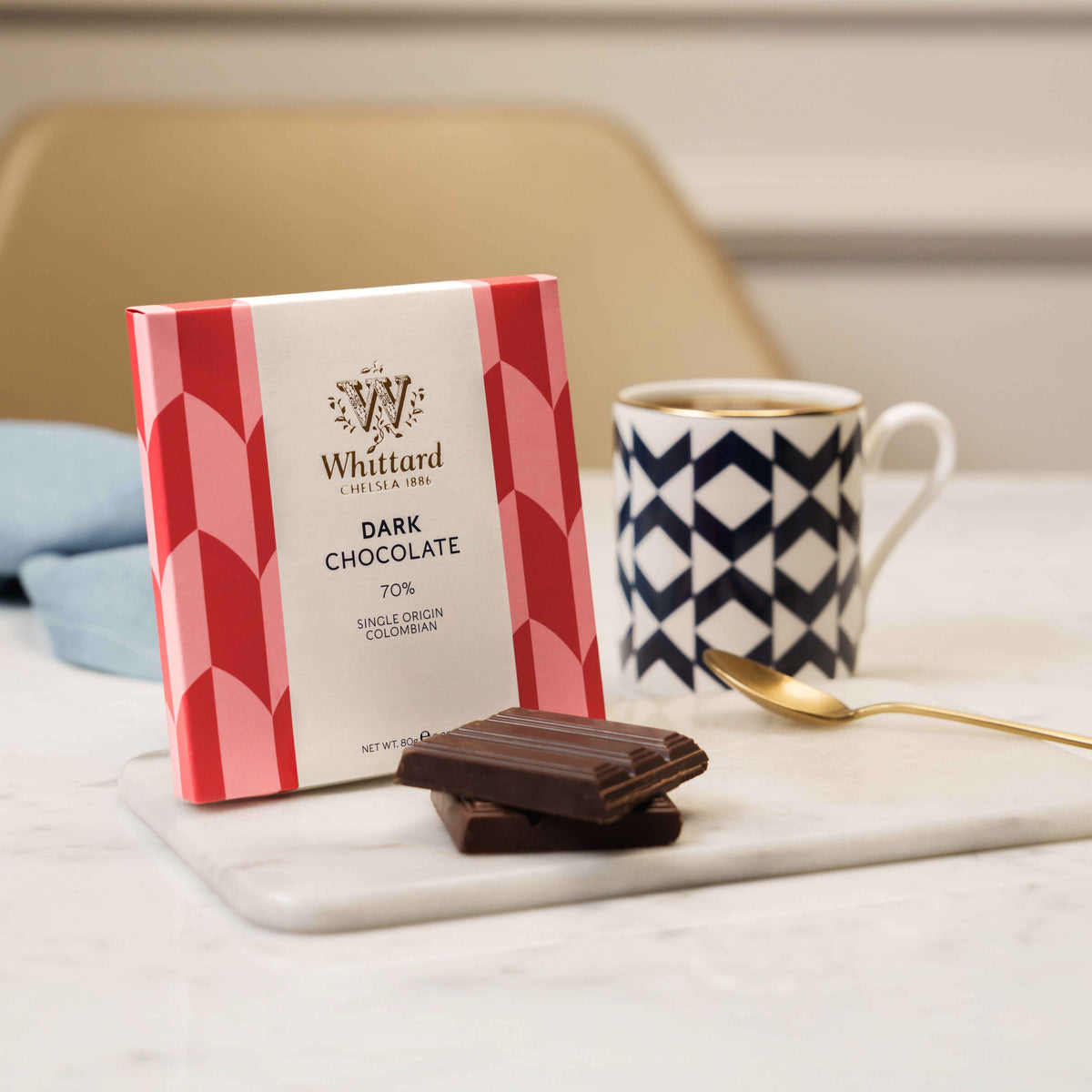 Whittard dark chocolate bar 70% cocoa 80g (British brand)