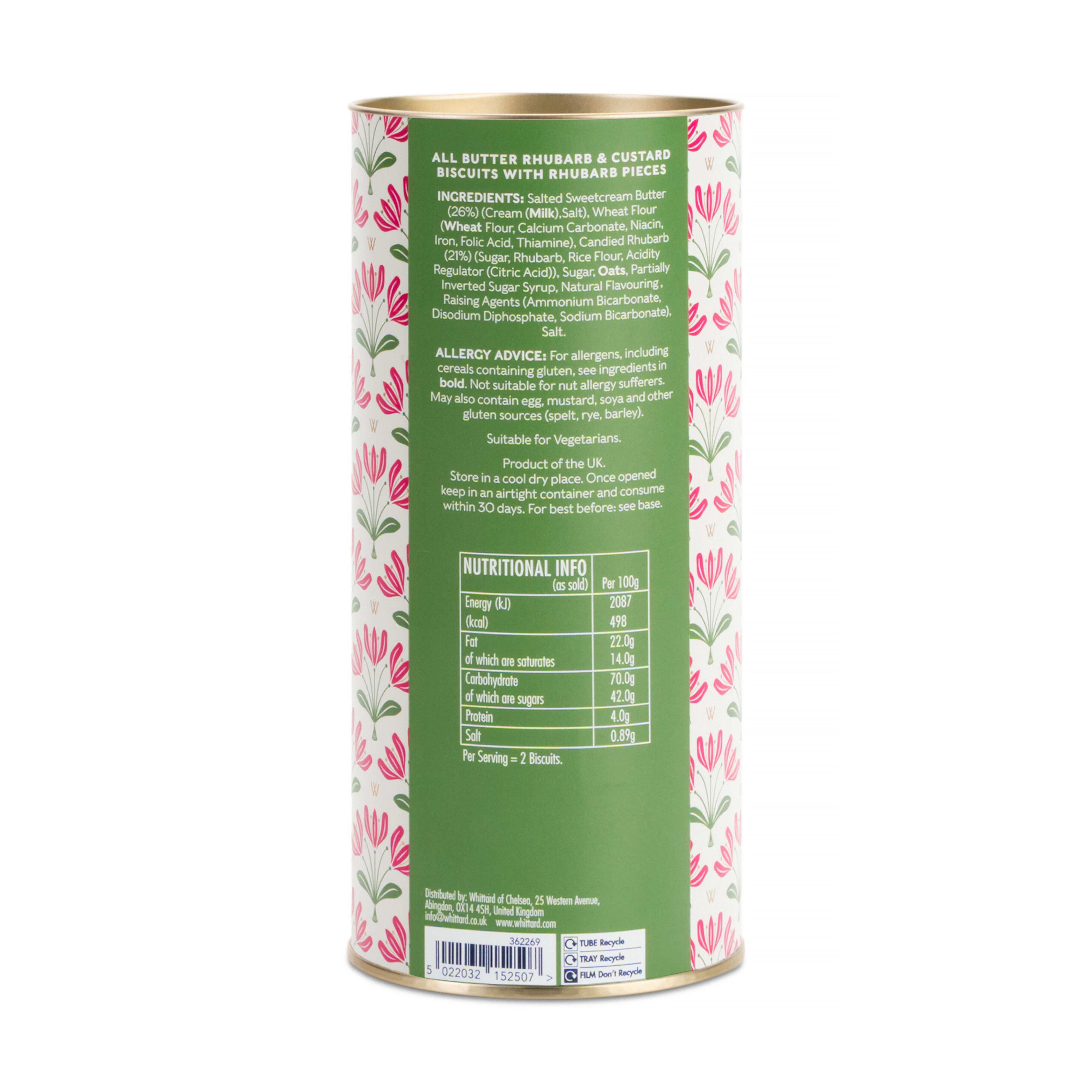 Whittard rhubarb and custard biscuits 150g, imported from the UK
