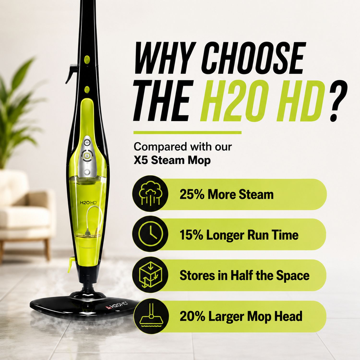 H2O steam mop 5-in-1, imported from the UK