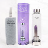 Myga amethyst crystal glass water bottle, imported from the UK