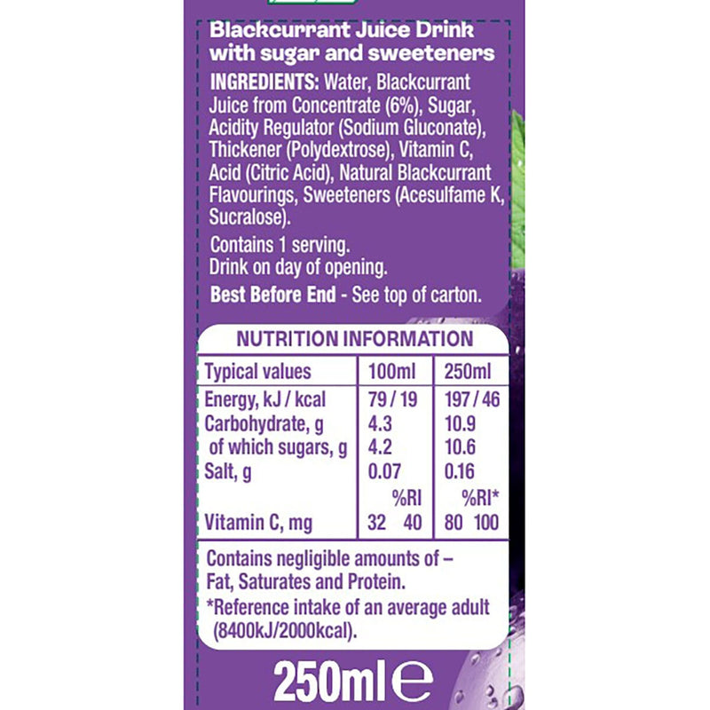 Ribena solbærjuicedrik 24 x 250 ml, importeret fra Storbritannien