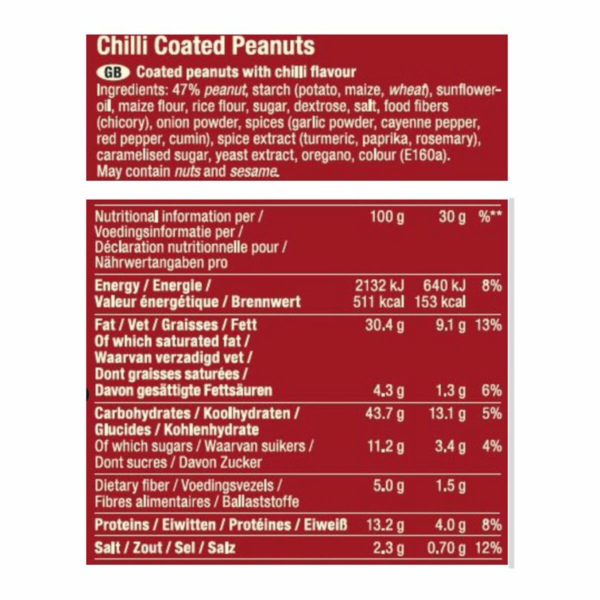 Wings chilli coated peanuts 1.1kg (British brand)