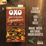 OXO Beef Stock Signature Rich 500ml, imported from the UK