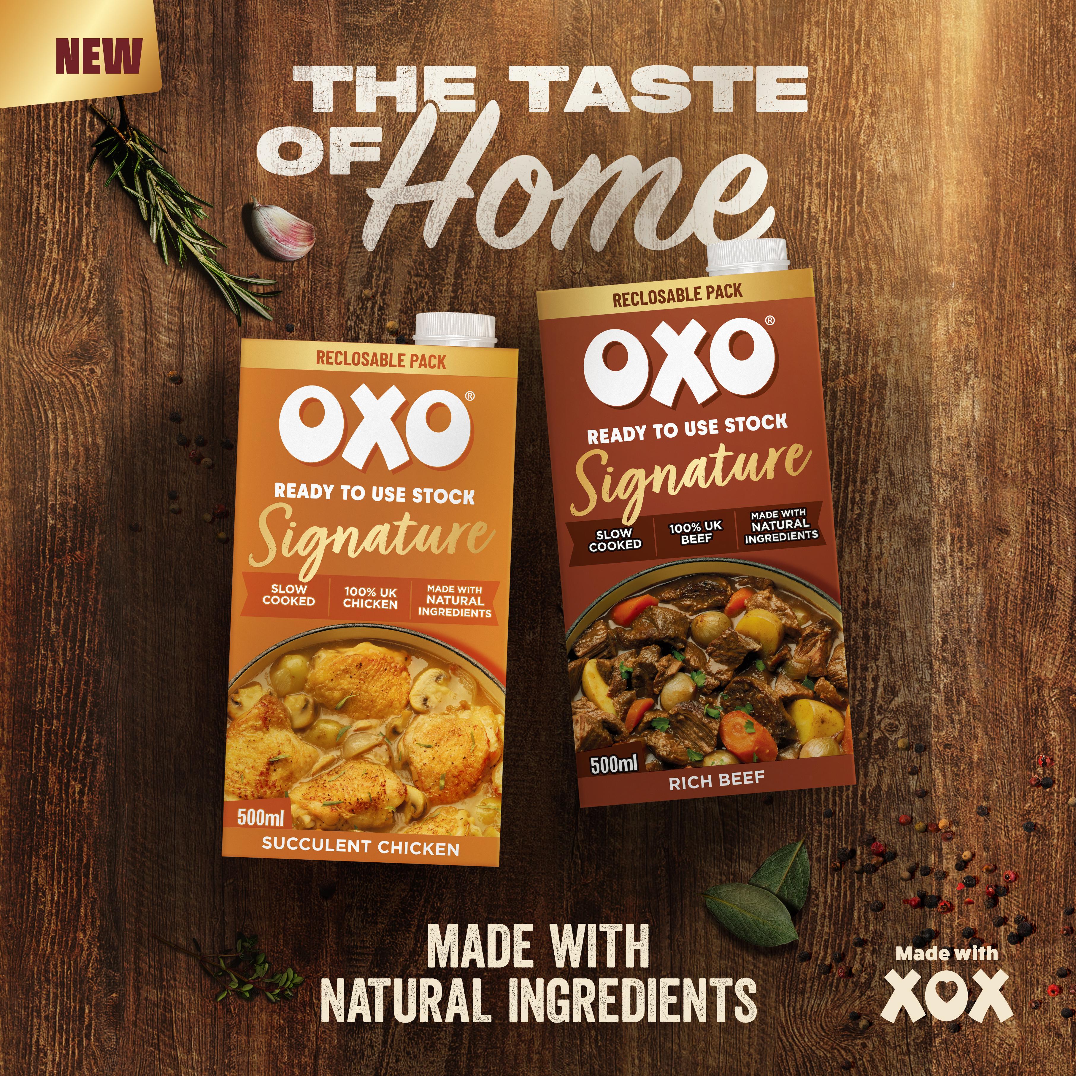 OXO Beef Stock Signature Rich 500ml, imported from the UK