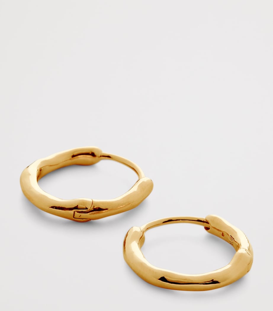 Monica Vinader gold vermeil huggie earrings, imported from the UK