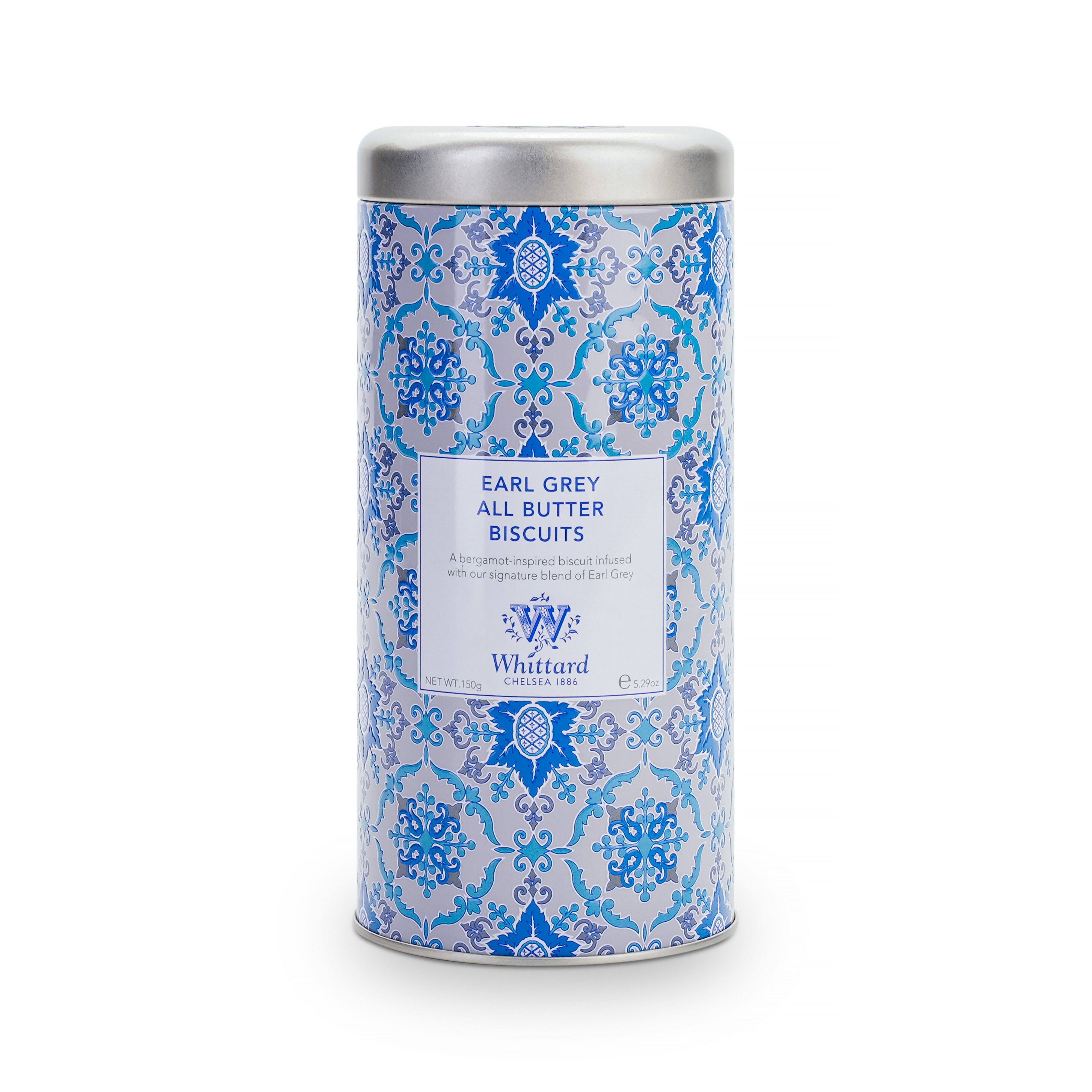 Whittard Earl Grey all butter biscuits tin 150g, imported from the UK