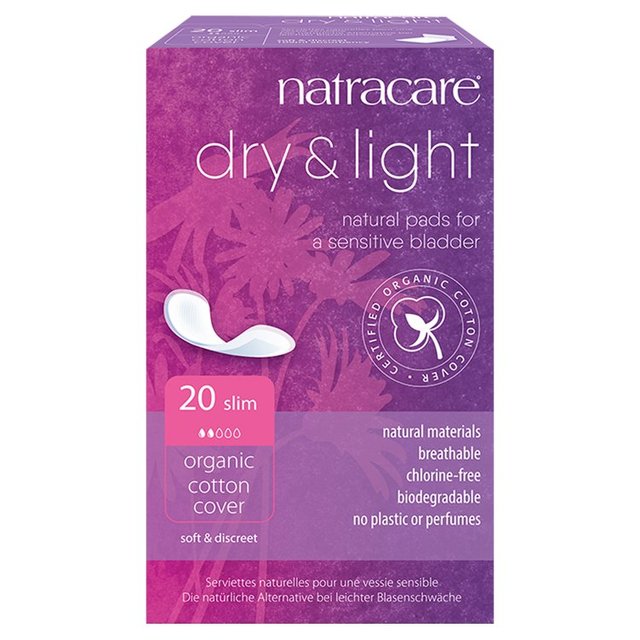 Natracare Organic Cotton Dry & Light Incontinence pads Slim   20 per pack