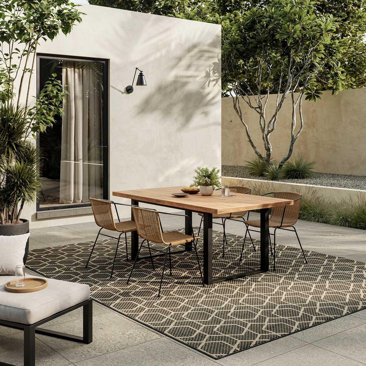 Nourison geometric charcoal indoor outdoor rug 152x213 cm - British product