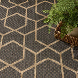 Nourison geometric charcoal indoor outdoor rug 152x213 cm - British product