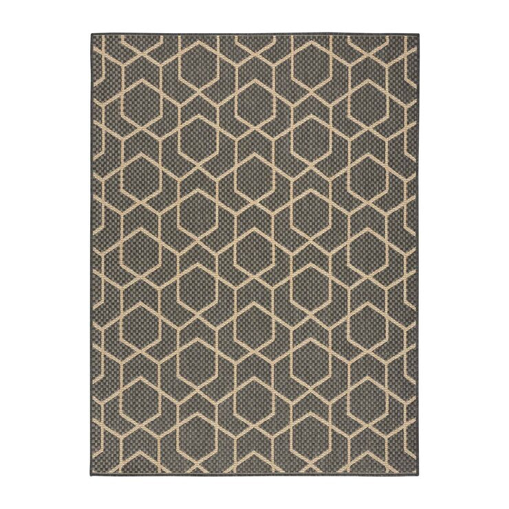 Nourison indoor outdoor rug geometric charcoal - UK version