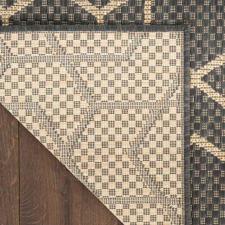 Nourison geometric charcoal indoor outdoor rug 152x213 cm - British product